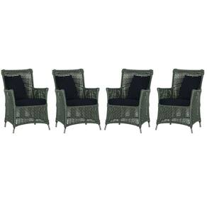 4 Poltronas Igapó Alumínio Pintura Fendi Corda Náutica E12 Verde
