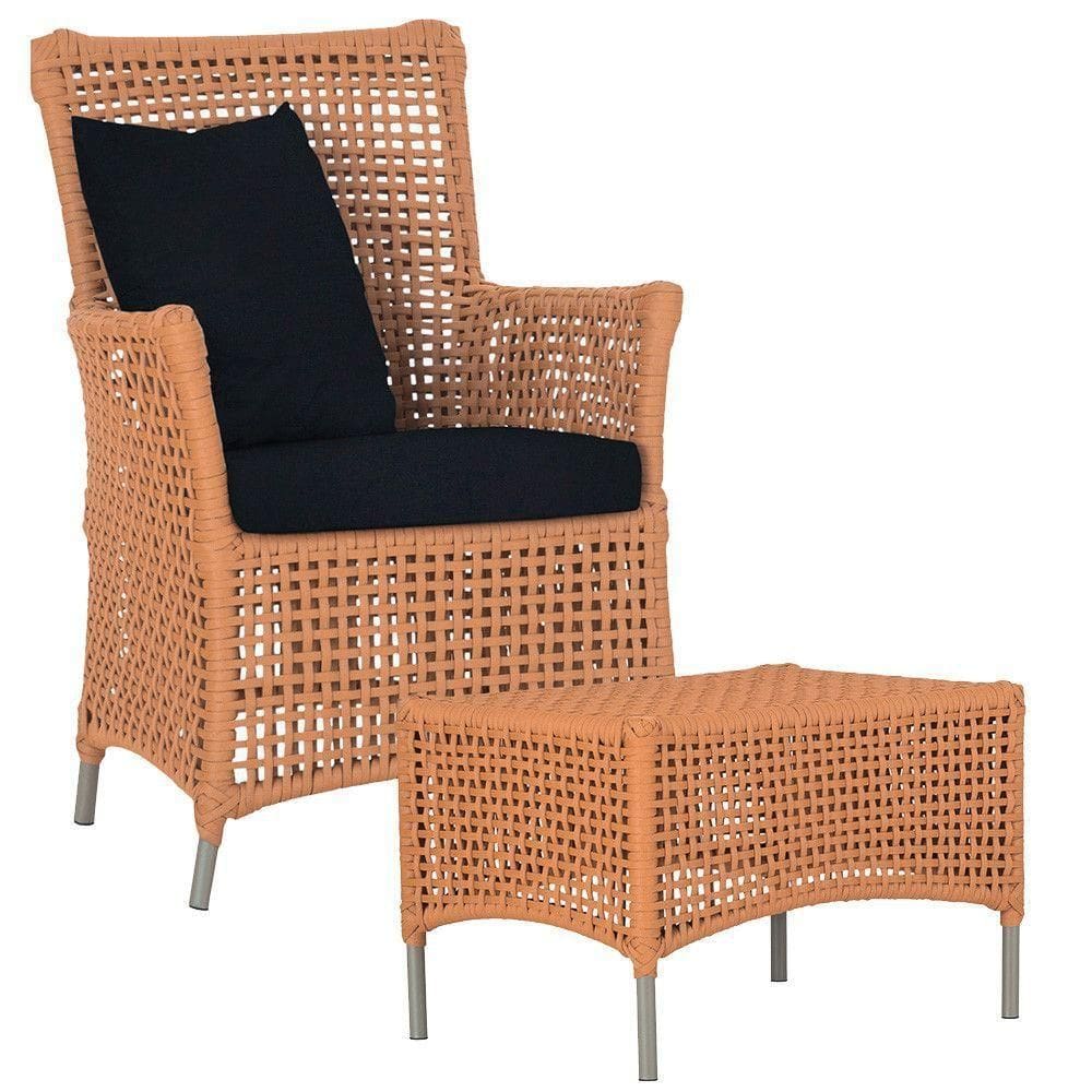 Poltrona E Mesa Igapó Em Alumínio Fendi Corda Náutica E12 Terra Cota