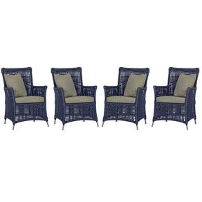 4 Poltronas Igapó Alumínio Pintura Fendi Corda Náutica E8 Azul