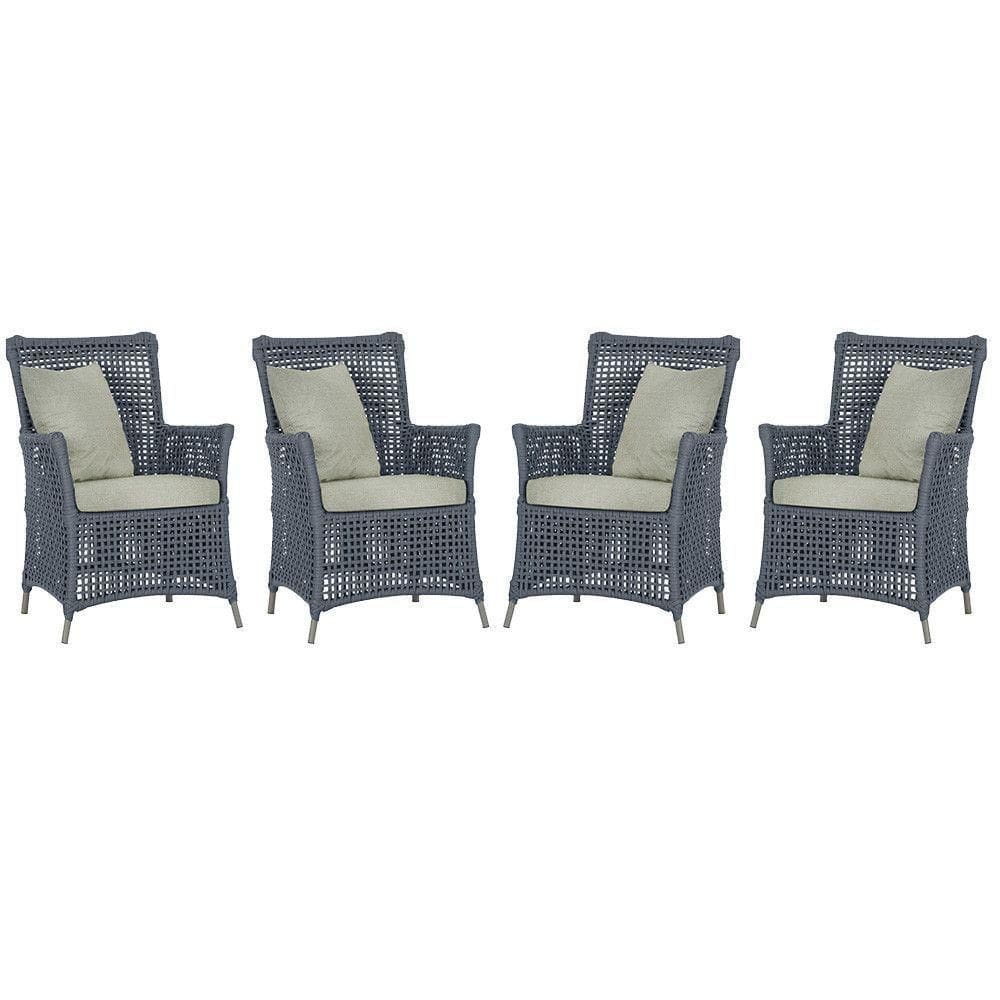 4 Poltronas Igapó Alumínio Pintura Fendi Corda Náutica E3 Prata