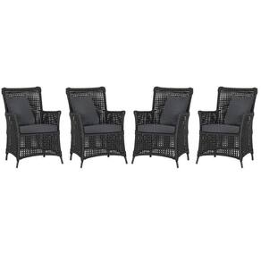 4 Poltronas Igapó Alumínio Pintura Preta Corda Náutica E11 Preto