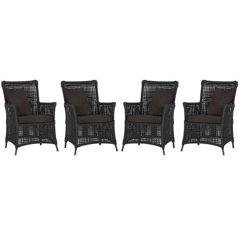 4 Poltronas Igapó Alumínio Pintura Marrom Corda Náutica E9 Preto