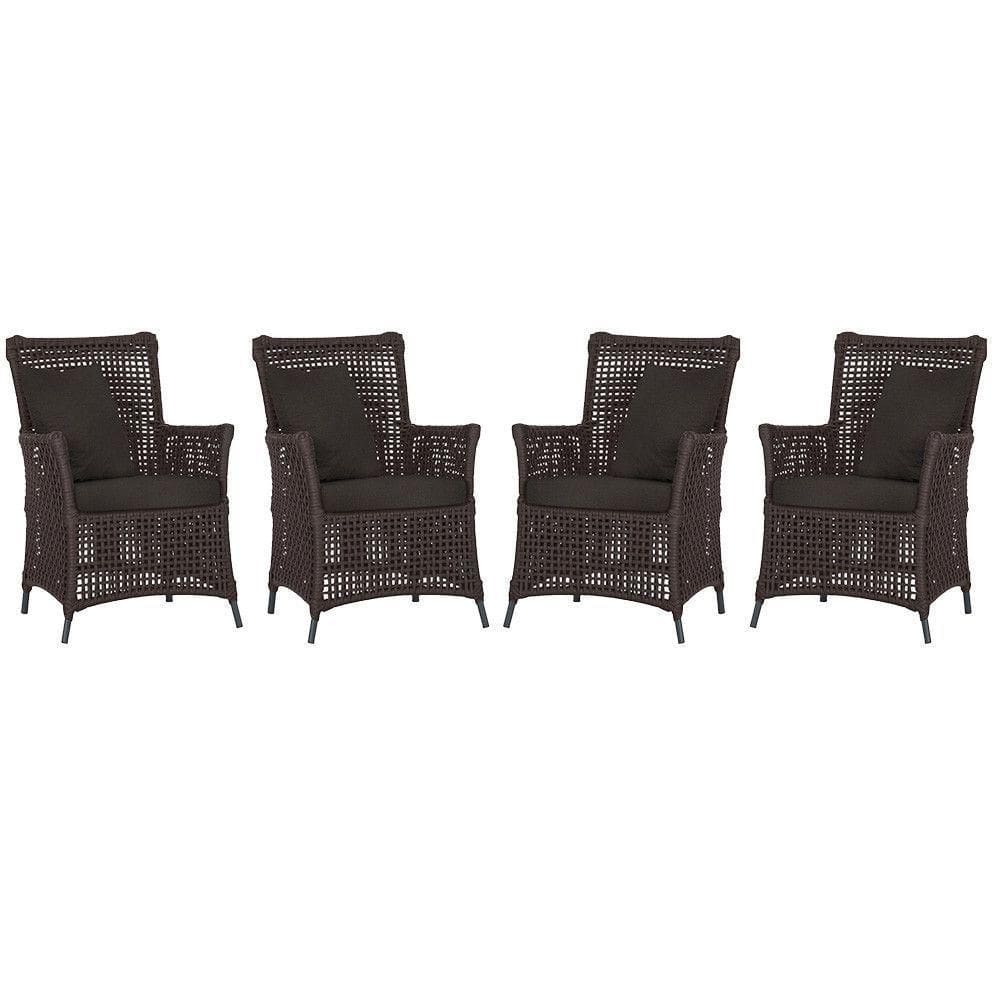 4 Poltronas Igapó Alumínio Pintura Preta Corda Náutica E9 Marrom