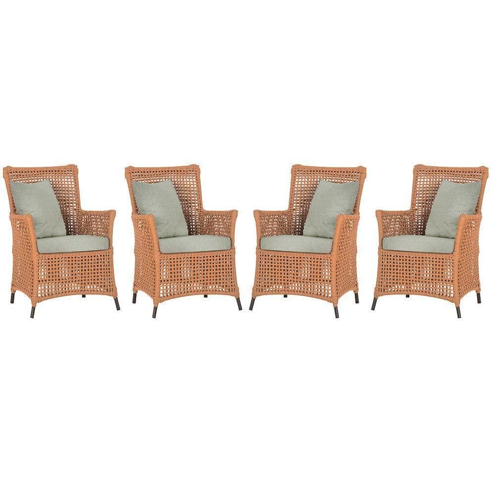 4 Poltronas Igapó Alumínio Pintura Marrom Corda Náutica E3 Terra Cota