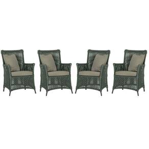 4 Poltronas Igapó Alumínio Pintura Marrom Corda Náutica E8 Verde