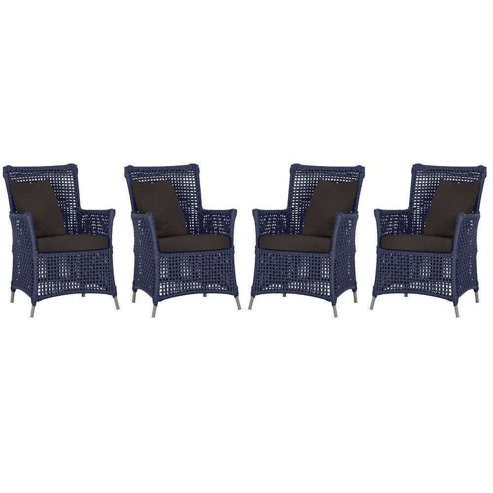 4 Poltronas Igapó Alumínio Pintura Fendi Corda Náutica E9 Azul