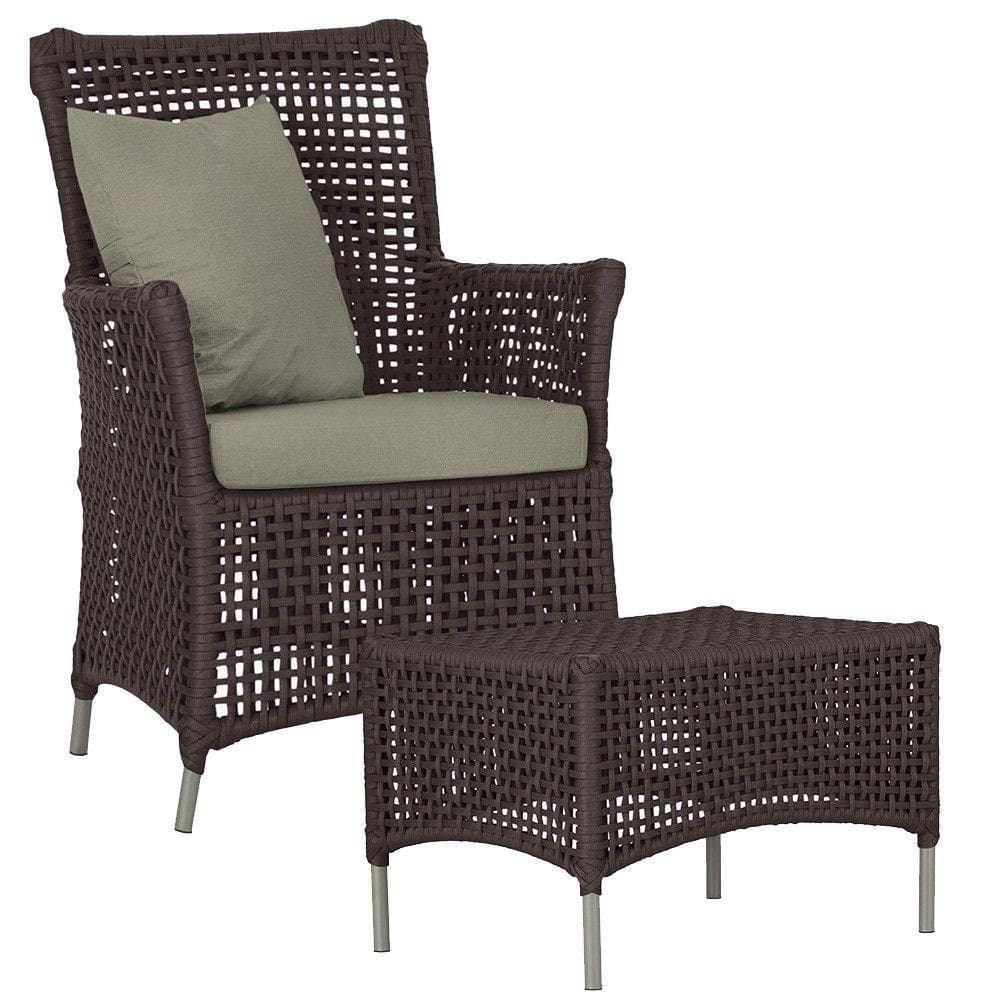 1 Poltrona E 1 Mesa Igapó Em Alumínio Fendi Corda Náutica E8 Marrom