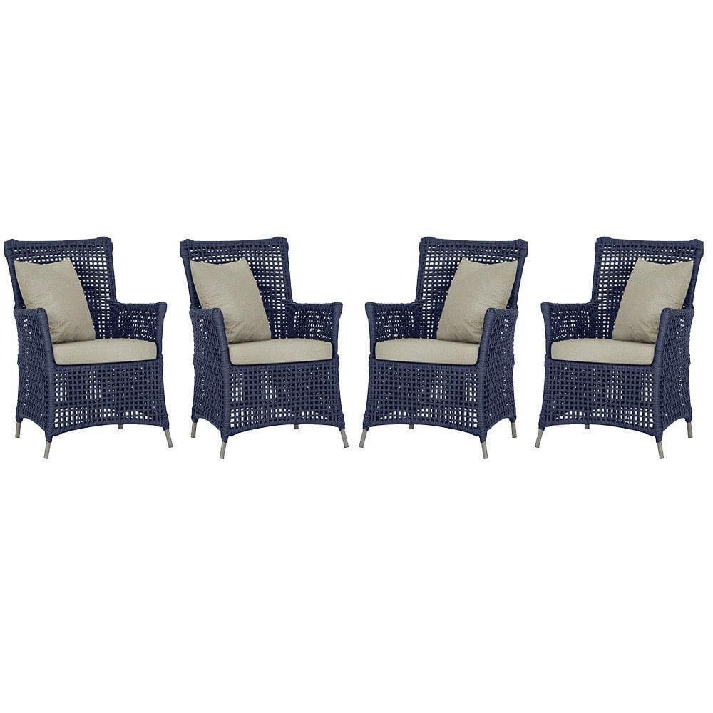 4 Poltronas Igapó Alumínio Pintura Fendi Corda Náutica E7 Azul