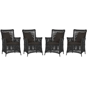 4 Poltronas Igapó Alumínio Pintura Marrom Corda Náutica E9 Preto