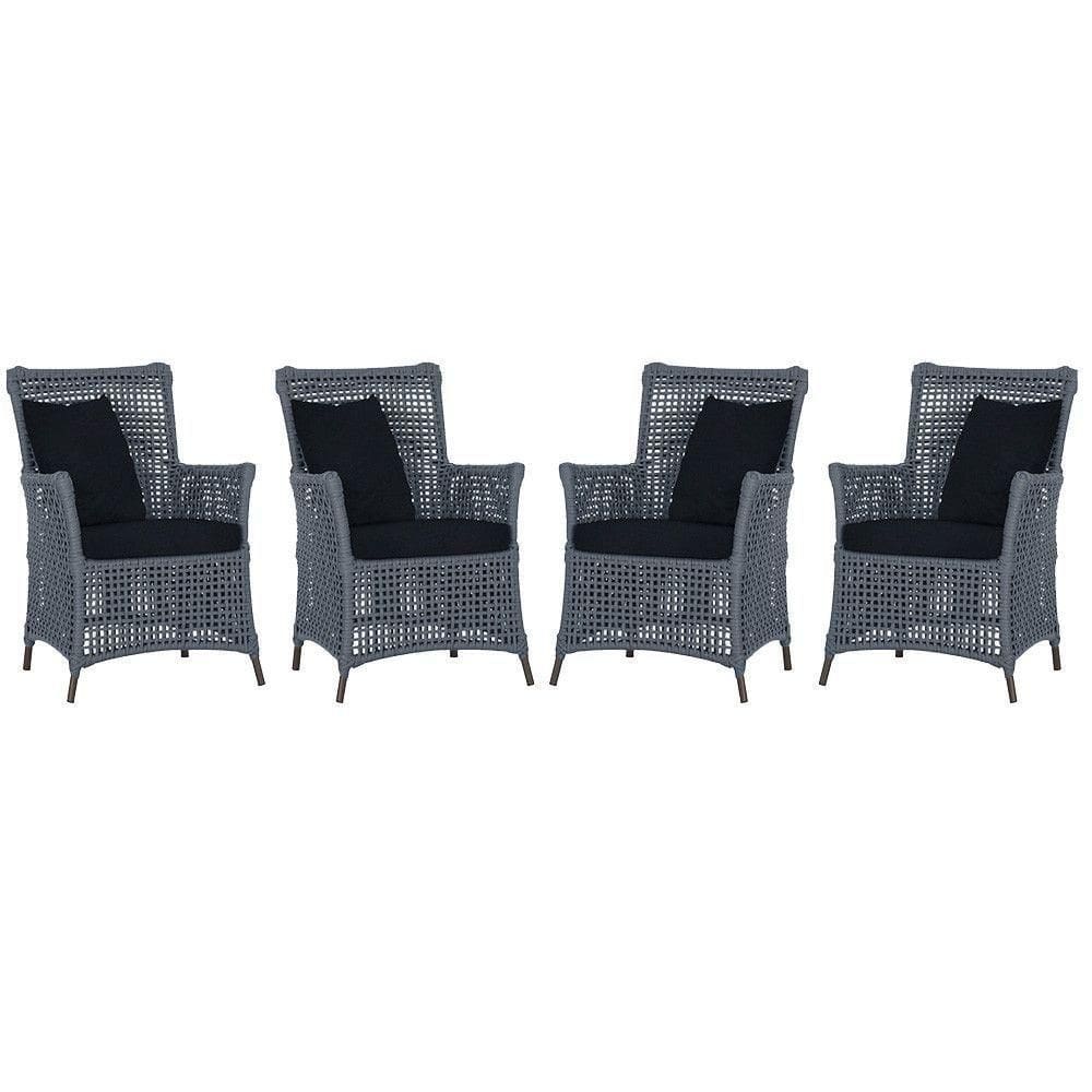 4 Poltronas Igapó Alumínio Pintura Marrom Corda Náutica E12 Prata
