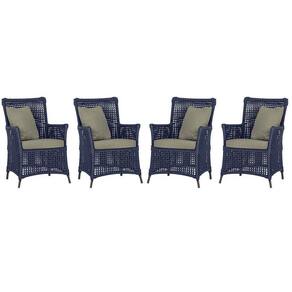 4 Poltronas Igapó Alumínio Pintura Marrom Corda Náutica E8 Azul