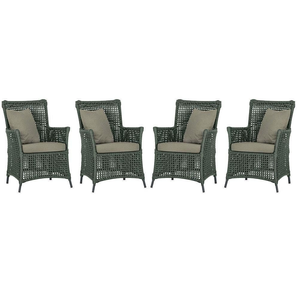 4 Poltronas Igapó Alumínio Pintura Preta Corda Náutica E8 Verde