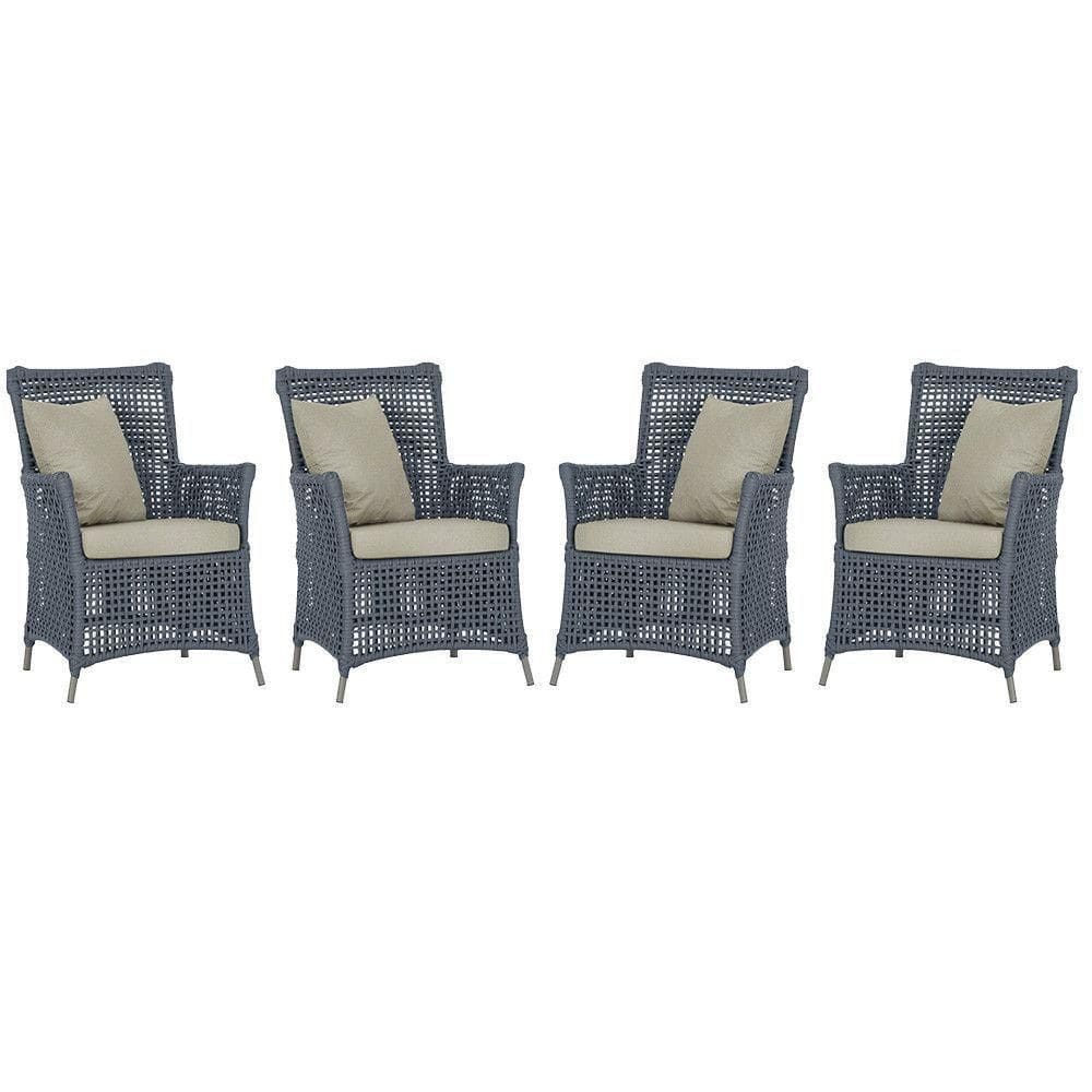 4 Poltronas Igapó Alumínio Pintura Fendi Corda Náutica E7 Prata