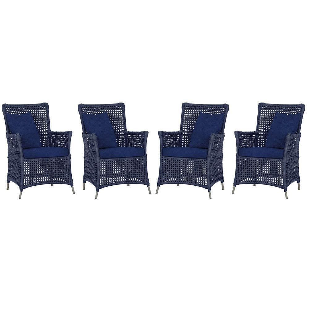 4 Poltronas Igapó Alumínio Pintura Fendi Corda Náutica E10 Azul