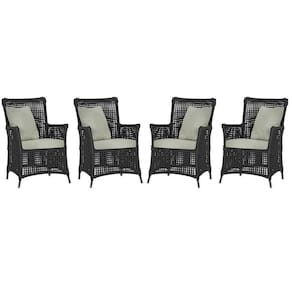 4 Poltronas Igapó Alumínio Pintura Marrom Corda Náutica E3 Preto