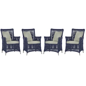 4 Poltronas Igapó Alumínio Pintura Fendi Corda Náutica E3 Azul