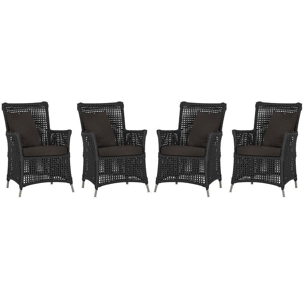 4 Poltronas Igapó Alumínio Pintura Fendi Corda Náutica E9 Preto