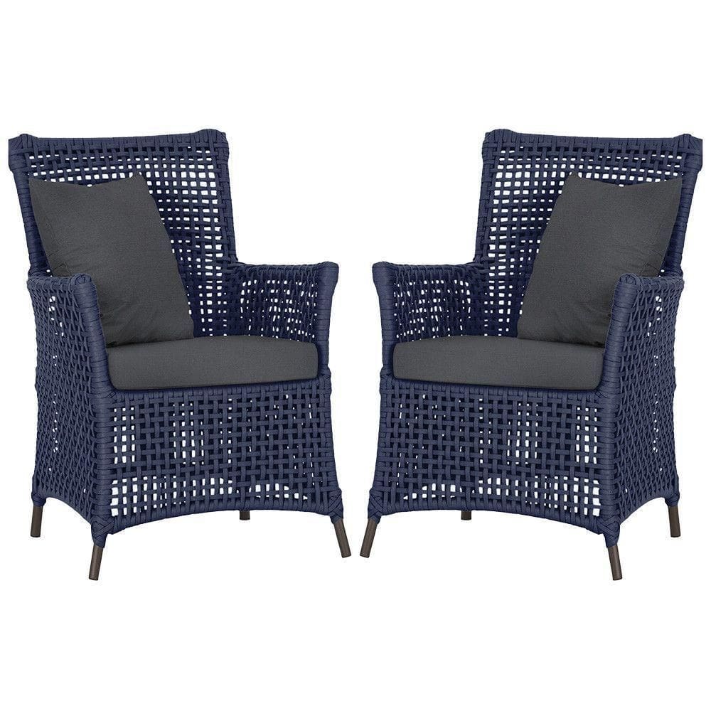 Poltronas Igapó Alumínio Pintura Marrom Corda Náutica E11 Azul