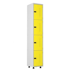 Armário Aço 4 Portas Academia Guarda Volume Ea701 Amarelo