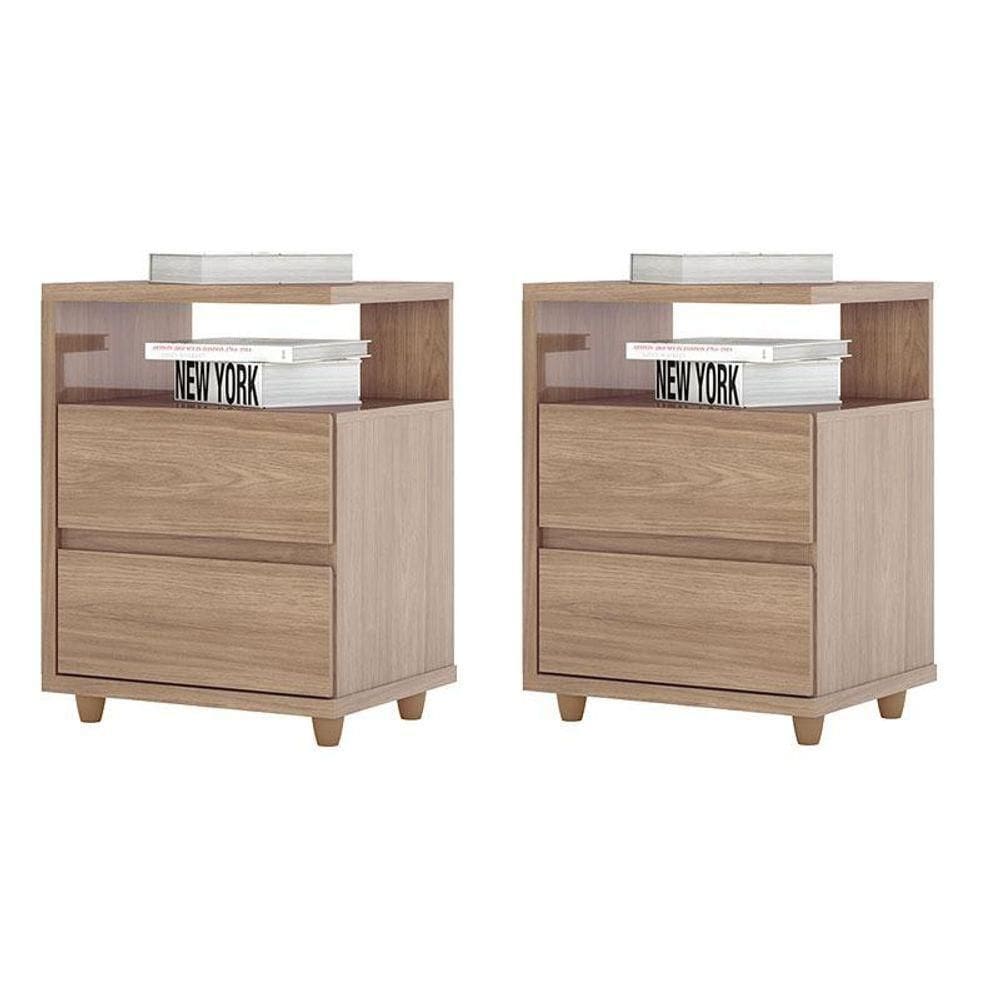 Kit 2 Mesas De Cabeceira Campeche Jequitibá Brilho - Henn