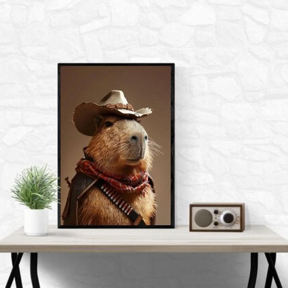 Quadro Decorativo Capivara Cowboy 45X34Cm