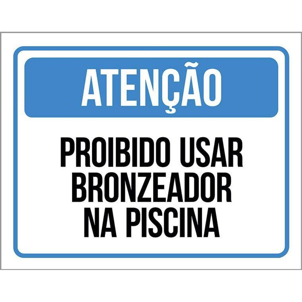 Placa Atenção Proibido Usar Bronzeador Na Piscina 36X46