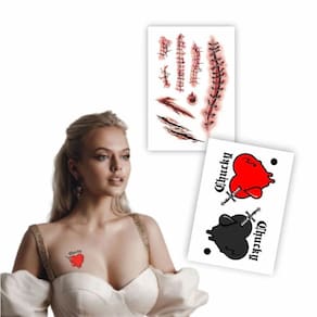 Kit 2 Tatuagens Temporárias Coração Chucky E Cicatrizes