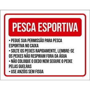 Placa Sinalização - Pesca Esportiva Permissão 36X46