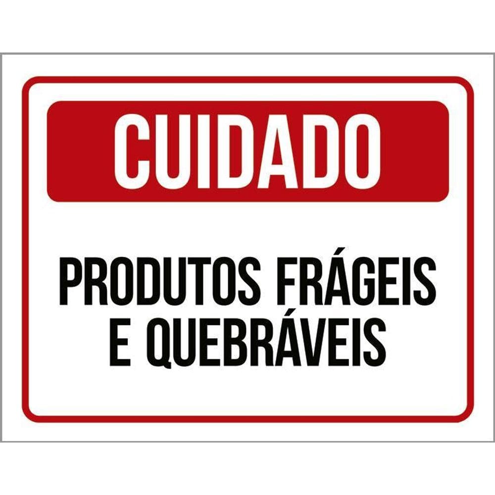 Placa De Sinalização - Cuidado Produtos Frágeis 36X46