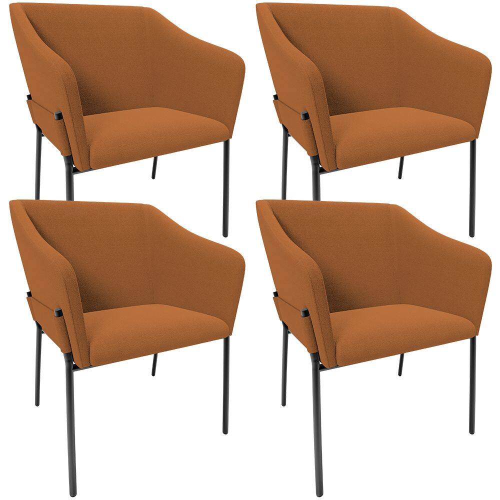 Kit 4 Cadeiras Para Sala de Jantar Estar Living Olívia L02 Bouclê Terracota - Lyam Decor