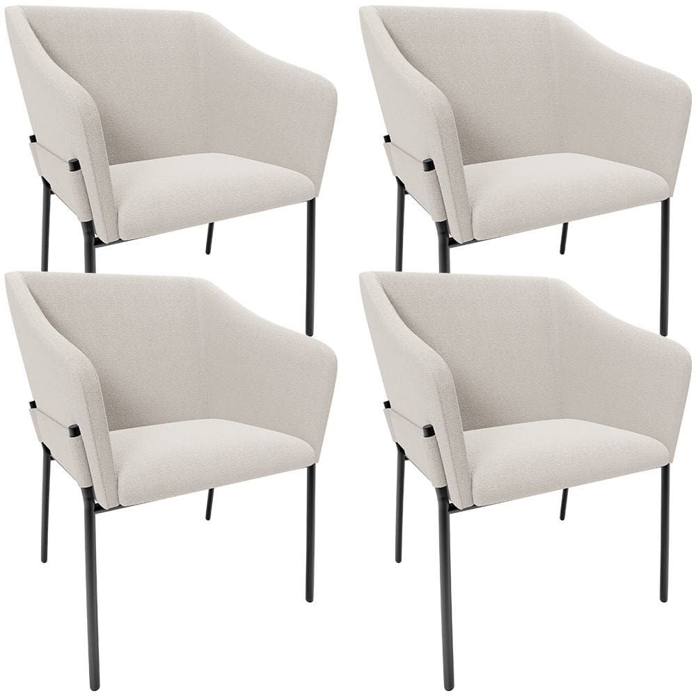 Kit 4 Cadeiras Para Sala de Jantar Estar Living Olívia L02 Bouclê Cru - Lyam Decor