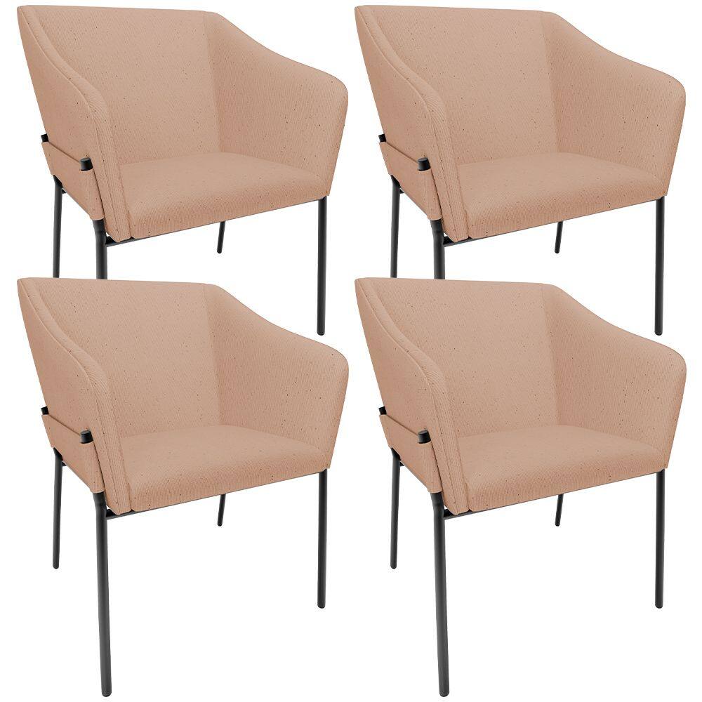 Kit 4 Cadeiras Para Sala de Jantar Estar Living Olívia L02 Linho Rosê - Lyam Decor