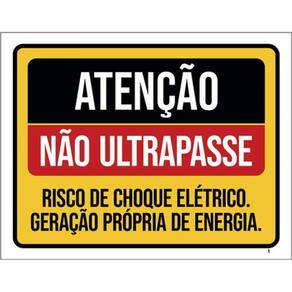 Kit 3 Placas Atenção Não Ultrapasse Risco Choque