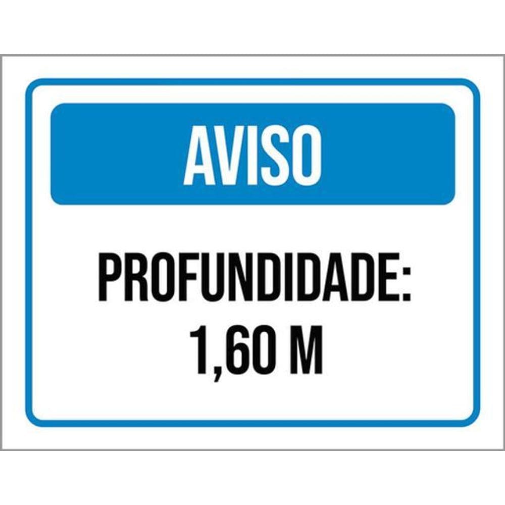 Kit 3 Placas Aviso Profundidade 1,60 Metros
