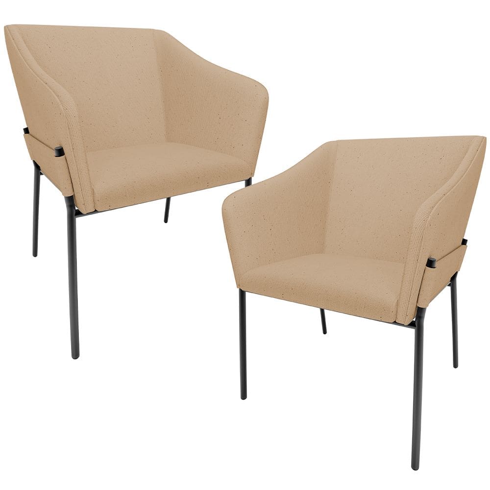 Kit 2 Cadeiras Para Sala de Jantar Estar Living Olívia L02 Linho Bege Escuro - Lyam Decor