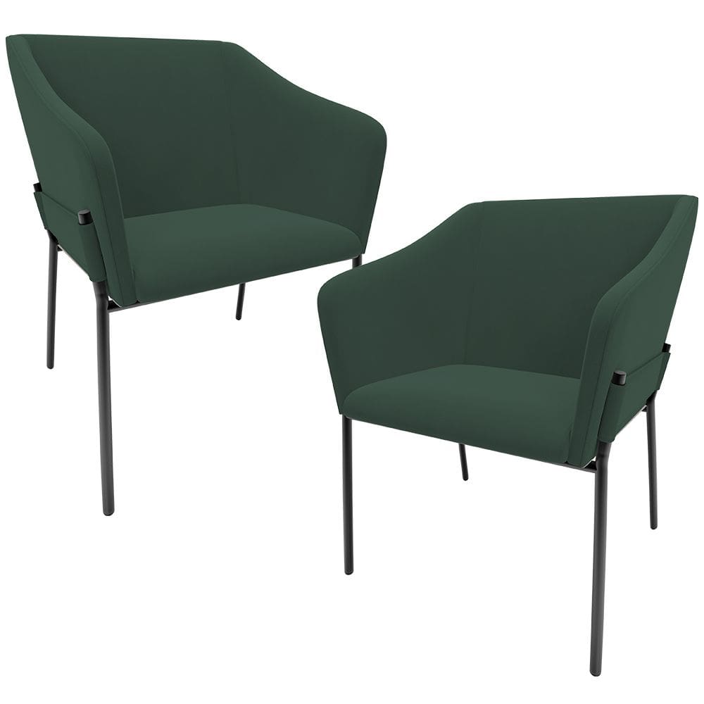 Kit 2 Cadeiras Para Sala de Jantar Estar Living Olívia L02 Suede Verde - Lyam Decor