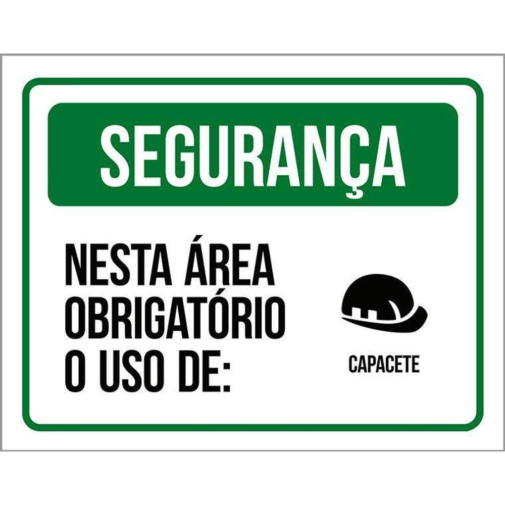 Kit 10 Placa Segurança Área Obrigatório Uso Capacete 27X35