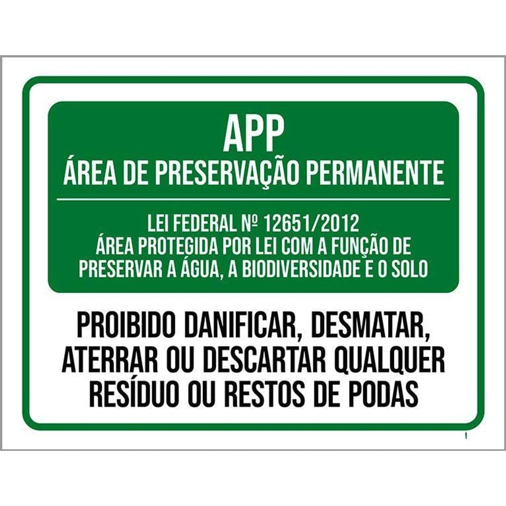 Kit 3 Placas Área Preservação Permanente 27X35