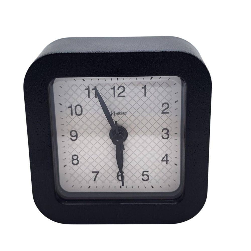 Relógio Despertador Silencioso Luz Herweg 2655-034 Preto