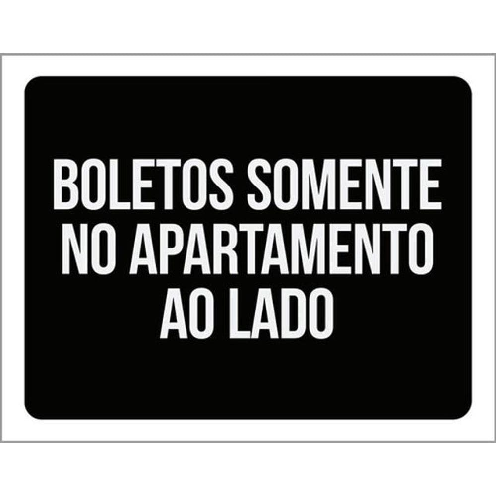 Kit 3 Placas Boletos Somente Apartamento Lado