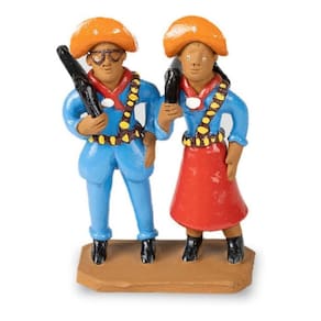 Casal Lampião Decorativo Artesanal De Barro Nordeste
