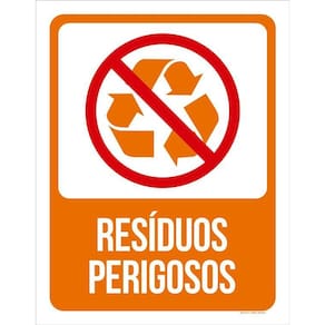 Placa Sinalização Advertência Lixo Resíduos Perigosos 36X46