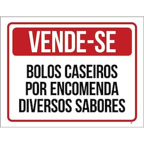 Kit 3 Placas Vende-Se Bolos Caseiros Por Encomenda