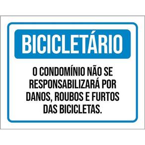 Kit 3 Placas Bicicletário Condomínio Roubos Bicicletas