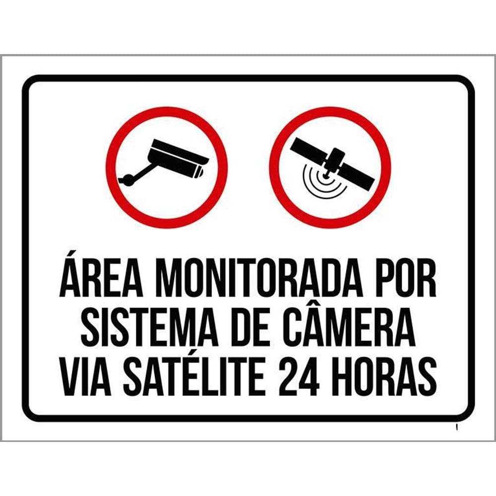 Placa Área Monitorada Sistema Segurança Satélite 24H 36X46