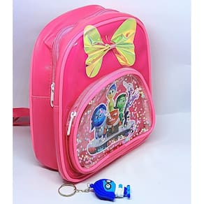 Kit Bolsa Infantil Mini Mochila Costa Pequena com Laço Bolso Divertidamente 2 Filme + Chaveiro Boneco 3D Divertida Mente