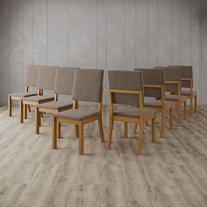 Kit 8 Cadeiras Estofadas para Mesa de Jantar Milla Natural/Marrom Amendôa