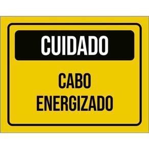 Kit 3 Placas Sinalização - Cuidado Cabo Energizado Amarelo