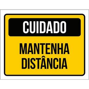 Kit 3 Placas Sinalização Cuidado Mantenha Distância