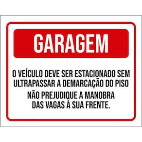 Kit 3 Placas Sinalização - Garagem Demarcação Piso